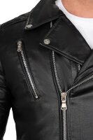 Reichstadt Herren Slim Fit Lederjacke Silver Zipper RS003LUX Black M