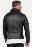 Reichstadt Herren Slim Fit Lederjacke Silver Zipper RS003LUX Black M