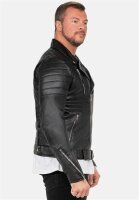 Reichstadt Herren Slim Fit Lederjacke Silver Zipper RS003LUX Black M