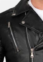 Slim Fit Echtlederjacke Herren Silver Zipper RS003LUX Black L