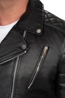Reichstadt Herren Slim Fit Lederjacke Silver Zipper RS003LUX Black XL