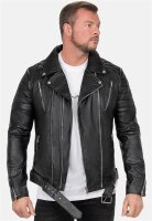 Reichstadt Herren Slim Fit Lederjacke Silver Zipper RS003LUX Black XL