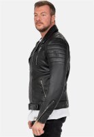 Reichstadt Herren Slim Fit Lederjacke Silver Zipper RS003LUX Black XL