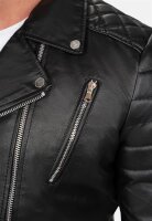Reichstadt Herren Slim Fit Lederjacke Silver Zipper RS003LUX Black XL