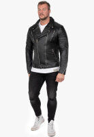 Slim Fit Echtlederjacke Herren Silver Zipper RS003LUX Black XL