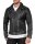 Reichstadt Herren Slim Fit Lederjacke Silver Zipper RS003LUX Black XL