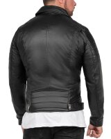 Slim Fit Echtlederjacke Herren Silver Zipper RS003LUX Black XXXL