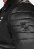 Slim Fit Echtlederjacke Herren Silver Zipper RS003LUX Black XXXL