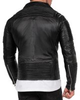Reichstadt Herren Slim Fit Lederjacke Silver Zipper  RS006LUX Black XS