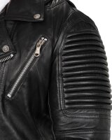 Reichstadt Herren Slim Fit Lederjacke Silver Zipper  RS006LUX Black XS