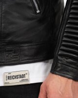 Reichstadt Herren Slim Fit Lederjacke Silver Zipper  RS006LUX Black M