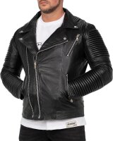 Reichstadt Herren Slim Fit Lederjacke Silver Zipper  RS006LUX Black M