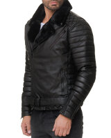 Slim Fit Kunstlederjacke Herren  RS008PU Black - Black Zipper S