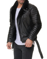 Slim Fit Kunstlederjacke Herren  RS008PU Black - Black Zipper M