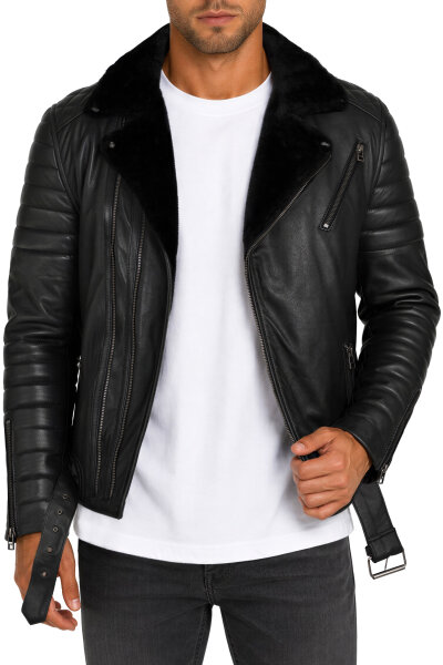 Reichstadt Herren Slim Fit Kunstleder  RS008PU Black - Black Zipper L