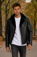 Reichstadt Herren Slim Fit Kunstleder  RS008PU Black - Black Zipper L