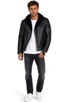 Reichstadt Herren Slim Fit Kunstleder  RS008PU Black - Black Zipper XXL