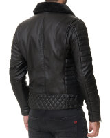Slim Fit Kunstlederjacke Herren  RS008PU Black - Black Zipper XXL