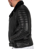 Slim Fit Echtlederjacke Herren Black Zipper RS008LUX Black XS