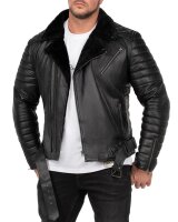 Slim Fit Echtlederjacke Herren Black Zipper RS008LUX Black M