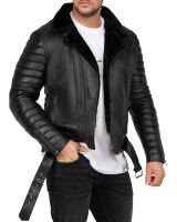 Slim Fit Echtlederjacke Herren Black Zipper RS008LUX Black L