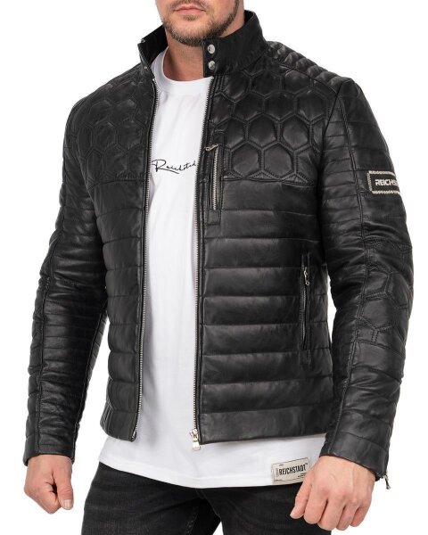 Reichstadt Herren Slim Fit Bikerjacke Echtleder 22RS31LUX Black XS