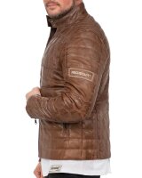 Slim Fit Echtlederjacke Herren Echtleder 22RS31LUX Cognac XS