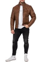 Slim Fit Echtlederjacke Herren Echtleder 22RS31LUX Cognac L
