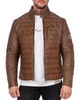 Slim Fit Echtlederjacke Herren Echtleder 22RS31LUX Cognac XXL