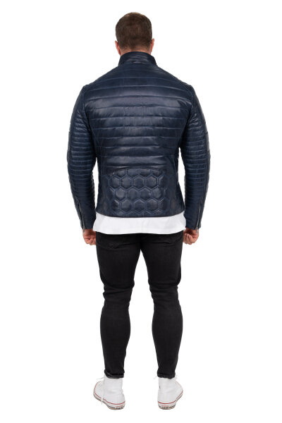 Reichstadt Herren Slim Fit Bikerjacke Echtleder 22RS31LUX Navy S