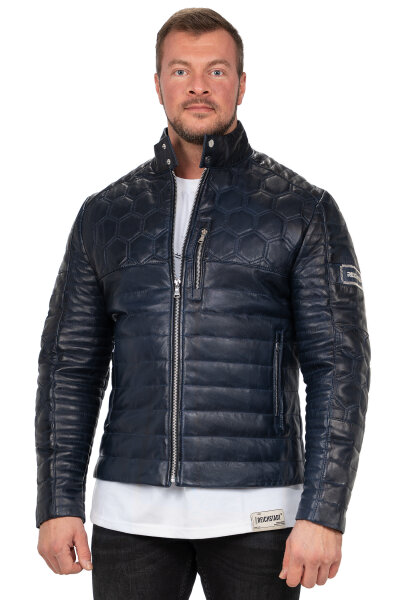 Reichstadt Herren Slim Fit Bikerjacke Echtleder 22RS31LUX Navy L