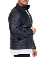 Reichstadt Herren Slim Fit Bikerjacke Echtleder 22RS31LUX Navy L