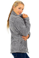 Reichstadt Damen Regular Fit Flauschige Jacke Kuschelig 22RSW002 Granit 4XL