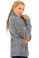 Reichstadt Damen Regular Fit Flauschige Jacke Kuschelige 22RSW002 Granit 4XL