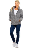 Reichstadt Damen Regular Fit Flauschige Jacke Kuschelige 22RSW002 Granit 4XL