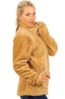 Reichstadt Damen Regular Fit Flauschige Jacke Kuschelige 22RSW002 Camel 3XL