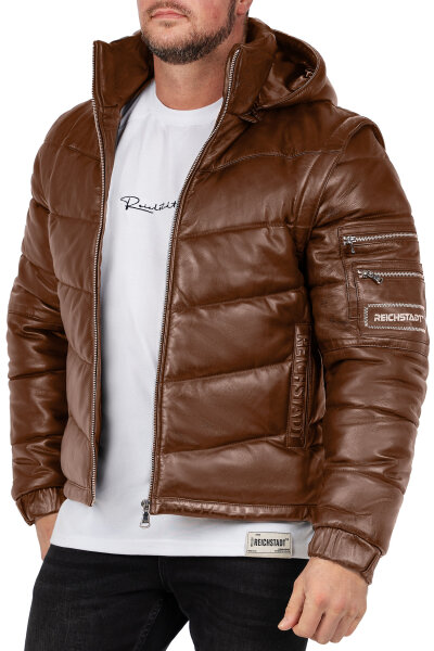 Reichstadt Herren Regular Fit Echtleder Echtleder 22RS032LUX Cognac 3XL