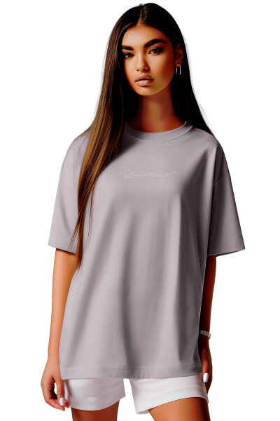 Reichstadt Damen Oversized Kurzarmshirt Brand Stick 23RSW044 Dark Grey M