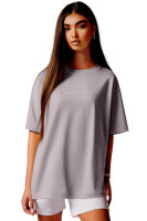 Reichstadt Damen Oversized Kurzarmshirt Brand Stick 23RSW044 Dark Grey M