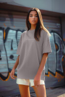 Reichstadt Damen Oversized Kurzarmshirt Brand Stick 23RSW044 Dark Grey M