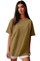 Reichstadt Damen Oversized Kurzarmshirt Brand Stick 23RSW044 Khaki XS