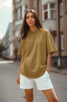 Reichstadt Damen Oversized Kurzarmshirt Brand Stick 23RSW044 Khaki XS