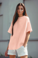 Reichstadt Damen Oversized Kurzarmshirt Brand Stick 23RSW044 Old Pink XL