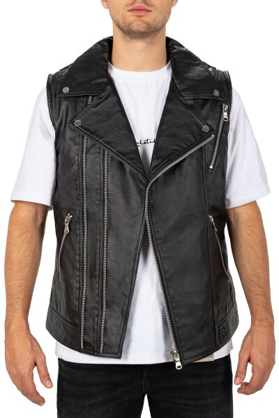 Reichstadt Herren Regular Fit Kunstlederweste RS006W PU Black L