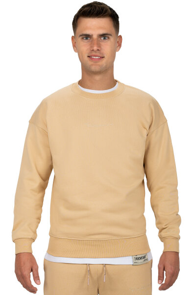 Reichstadt Herren Regular Fit Pullover Logo-Stitching 23RS037 Beige M