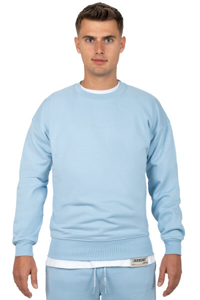 Reichstadt Herren Regular Fit Pullover Logo-Stitching 23RS037 Baby Blue S