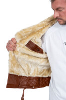 Slim Fit Echtlederjacke Herren Black Zipper RS008LUX Cognac M