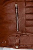Slim Fit Echtlederjacke Herren Black Zipper RS008LUX Cognac M