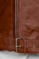 Slim Fit Echtlederjacke Herren Black Zipper RS008LUX Cognac L