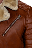 Slim Fit Echtlederjacke Herren Black Zipper RS008LUX Cognac L